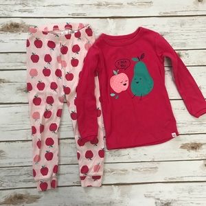 BABY GAP Pink apple Pajamas set Top Pants 3T